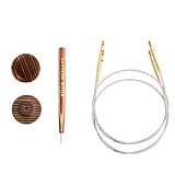 Тросик для съемных спиц Lantern Moon, длина 56(80)см-2шт, заглушки 2шт, ключик, KnitPro, 350613