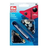 Кнопки "Анорак", шляпка покрыта лаком, диаметр 15мм, латунь, черный, 10шт в упаковке, Prym, 390307