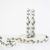 Купить недорого   Тесьма декоративная "Рождественские веточки Пуансеттии", ширина 20мм, Acufactum,  в интернет магазине Фэмили хоби