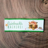 Этикетка тканая "Weihnachtsbäckereica" 20*65мм, 100% полиэстер, Acufactum Ute Menze, 35245