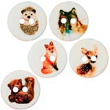 Набор пуговиц "Лесные животные" на ножке, размер 12мм, Union Knopf by Prym, U0453600001099901-50